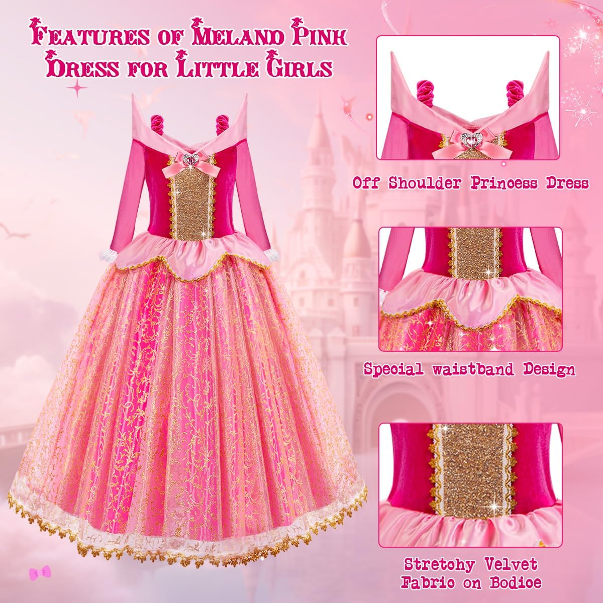Meland - Sparkling Princess Dress Up Gown for Girls - Posh Elegant P firmware