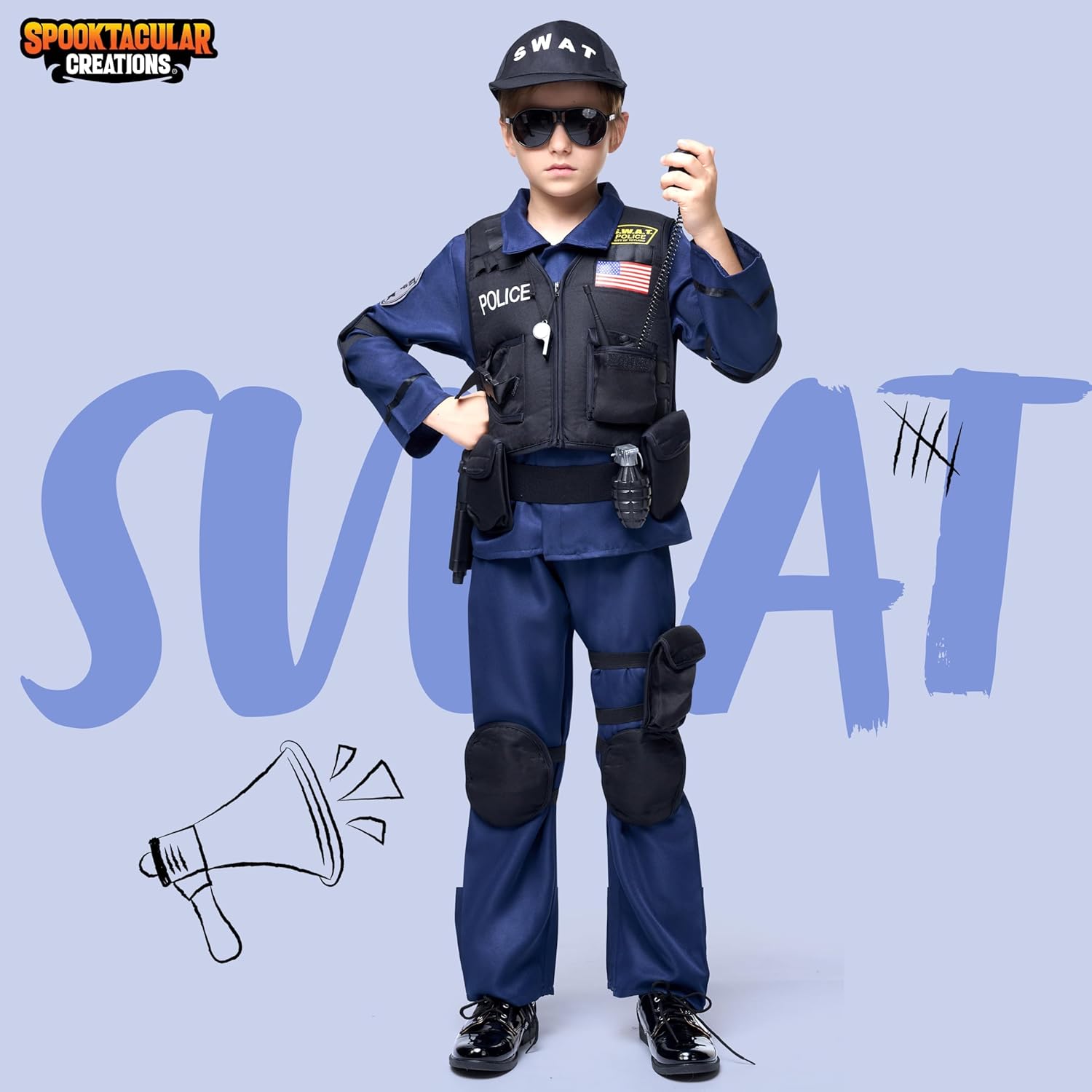 Spooktacular Creations Police SWAT Costume for Kids Halloween Party Costume