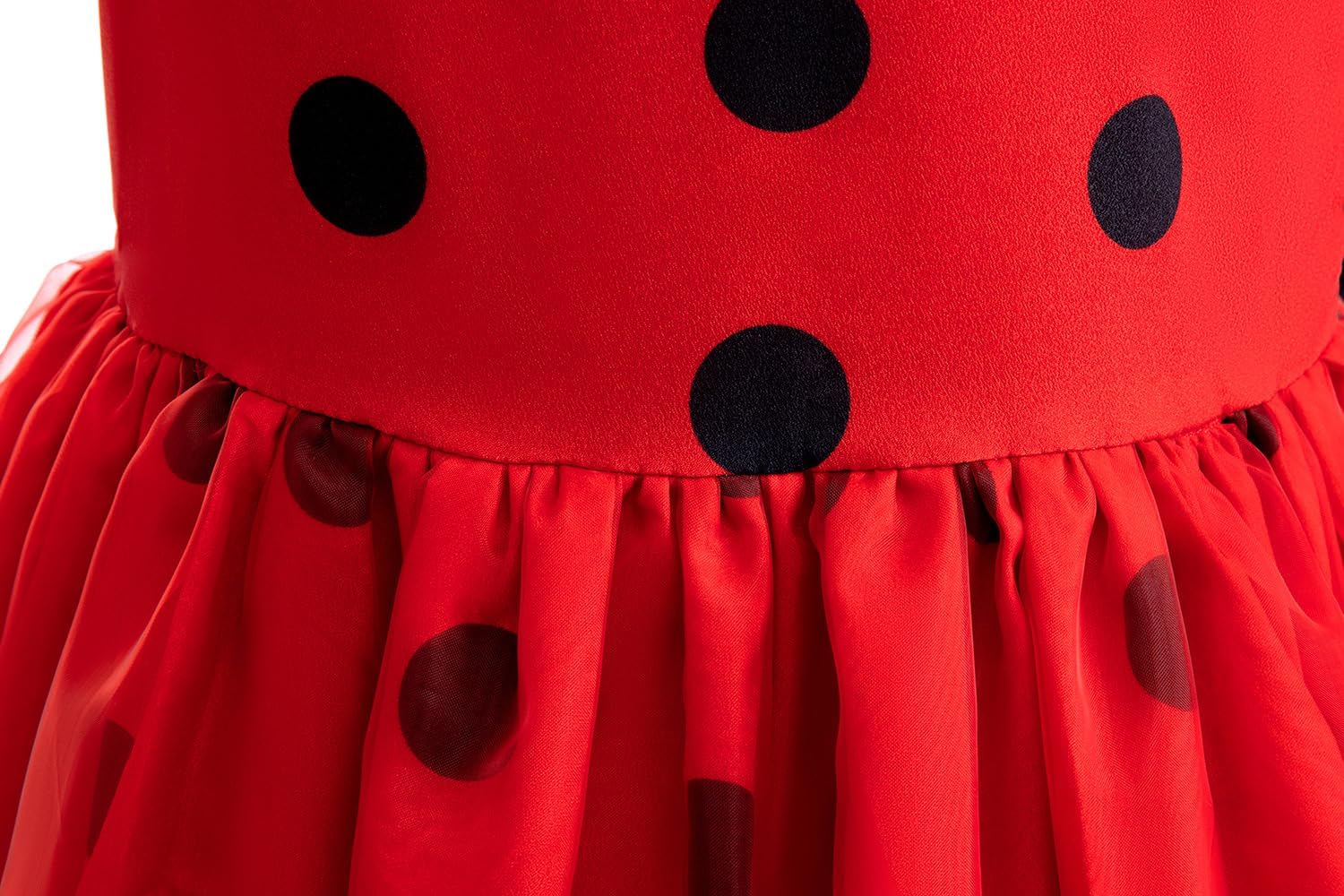 Sgehen Girls Ladybug Costume Puff Sleeve Dress - Halloween Birthday Christmas PartyCostuming Set