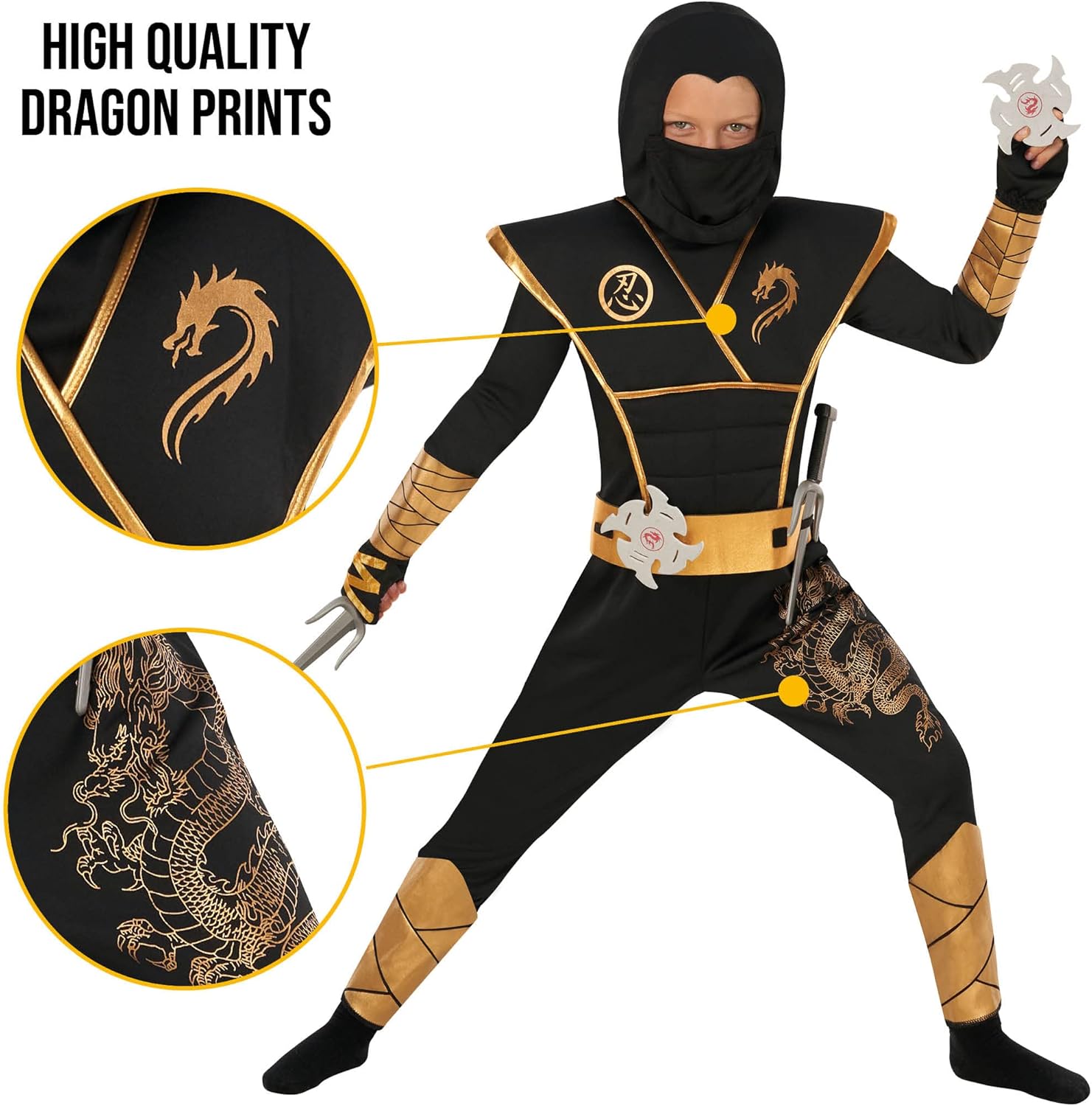 Morph Deluxe Ninja Costume for Kids Boys Set with Accessories