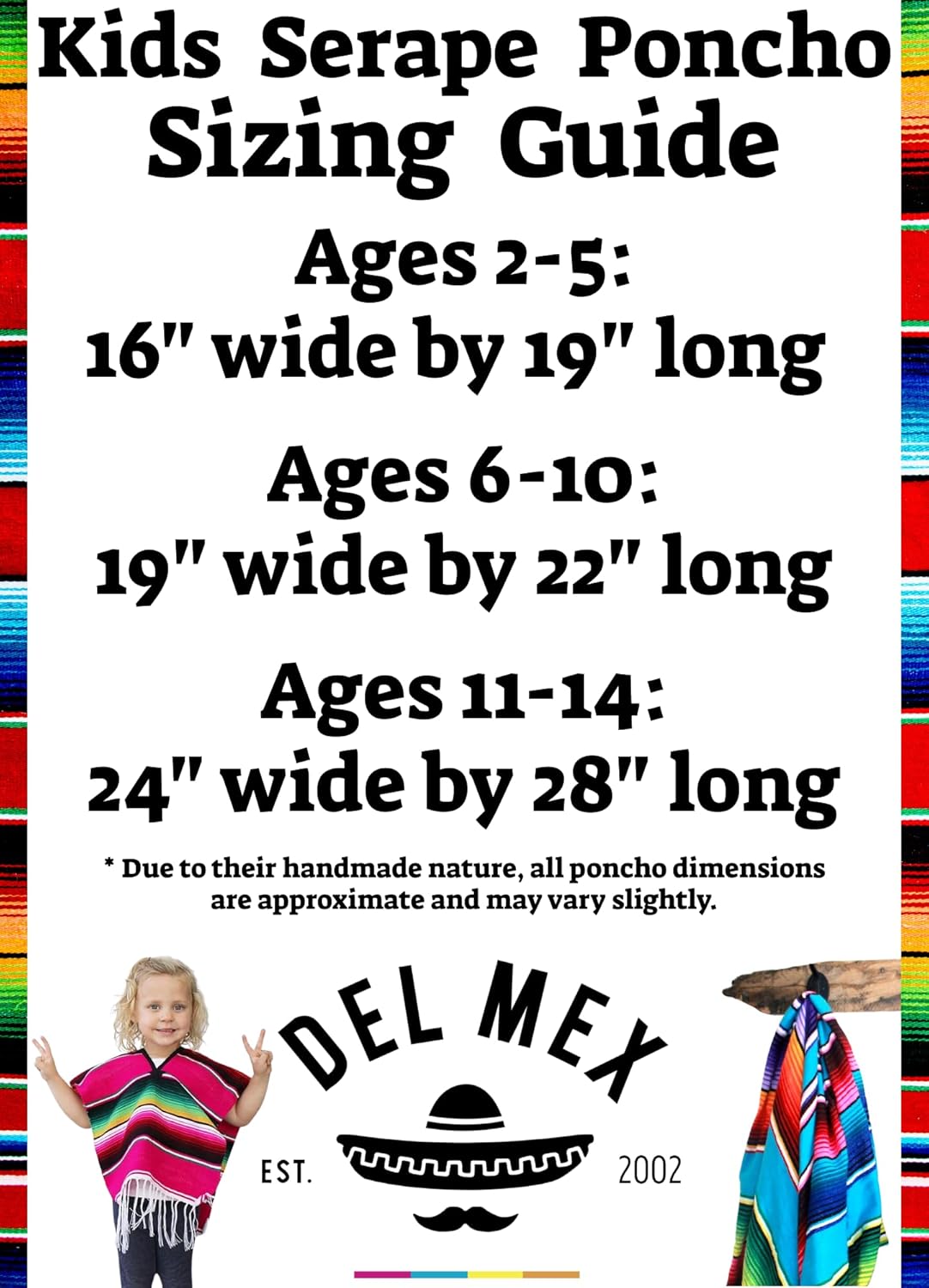 Del Mex Kids Mexican Serape P Poncho Costume