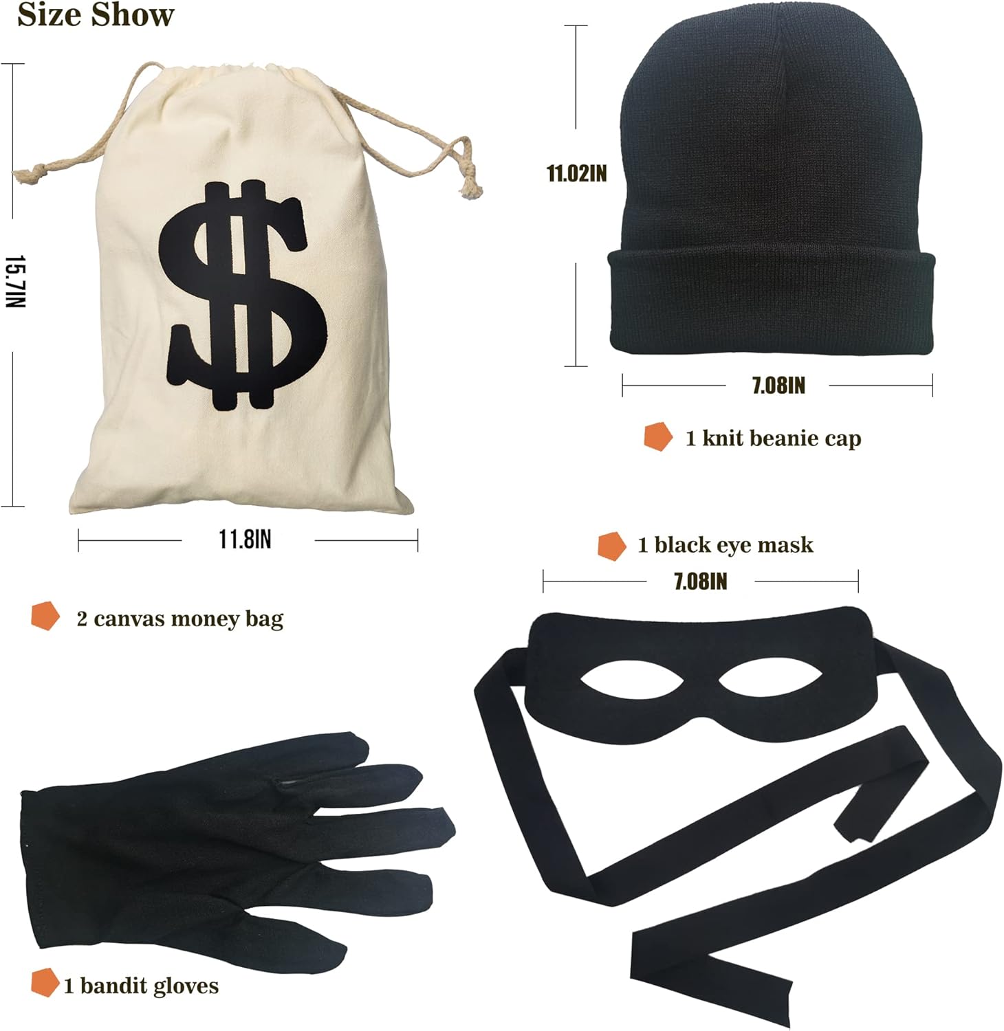 Eylola Kids Robber Costume Set - Halloween Trick or Treat Accessories