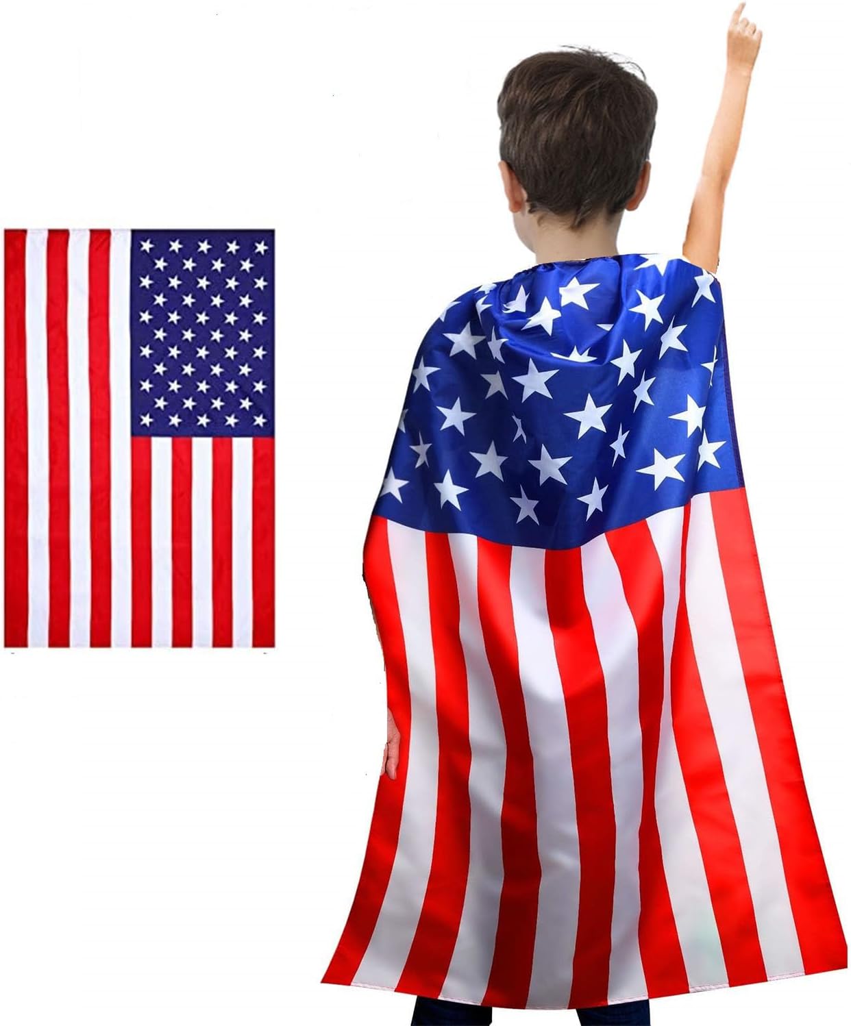 Zhzrche 4th of July Boys American Flag Cape Patriotic Costume
