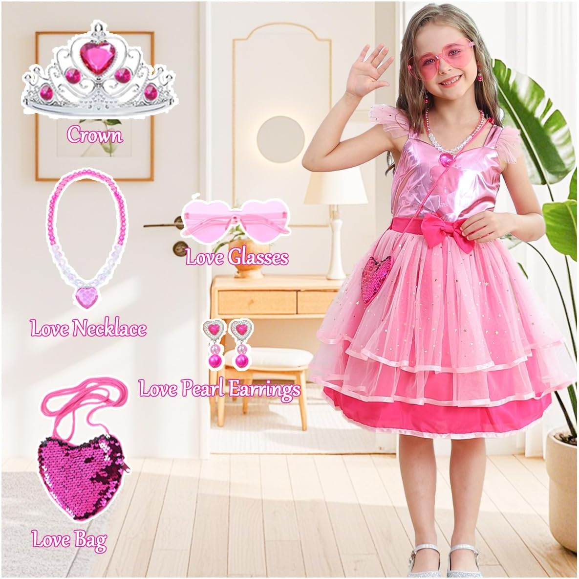 Perfect Girls Pink Cosplay Costume Dress for Halloween