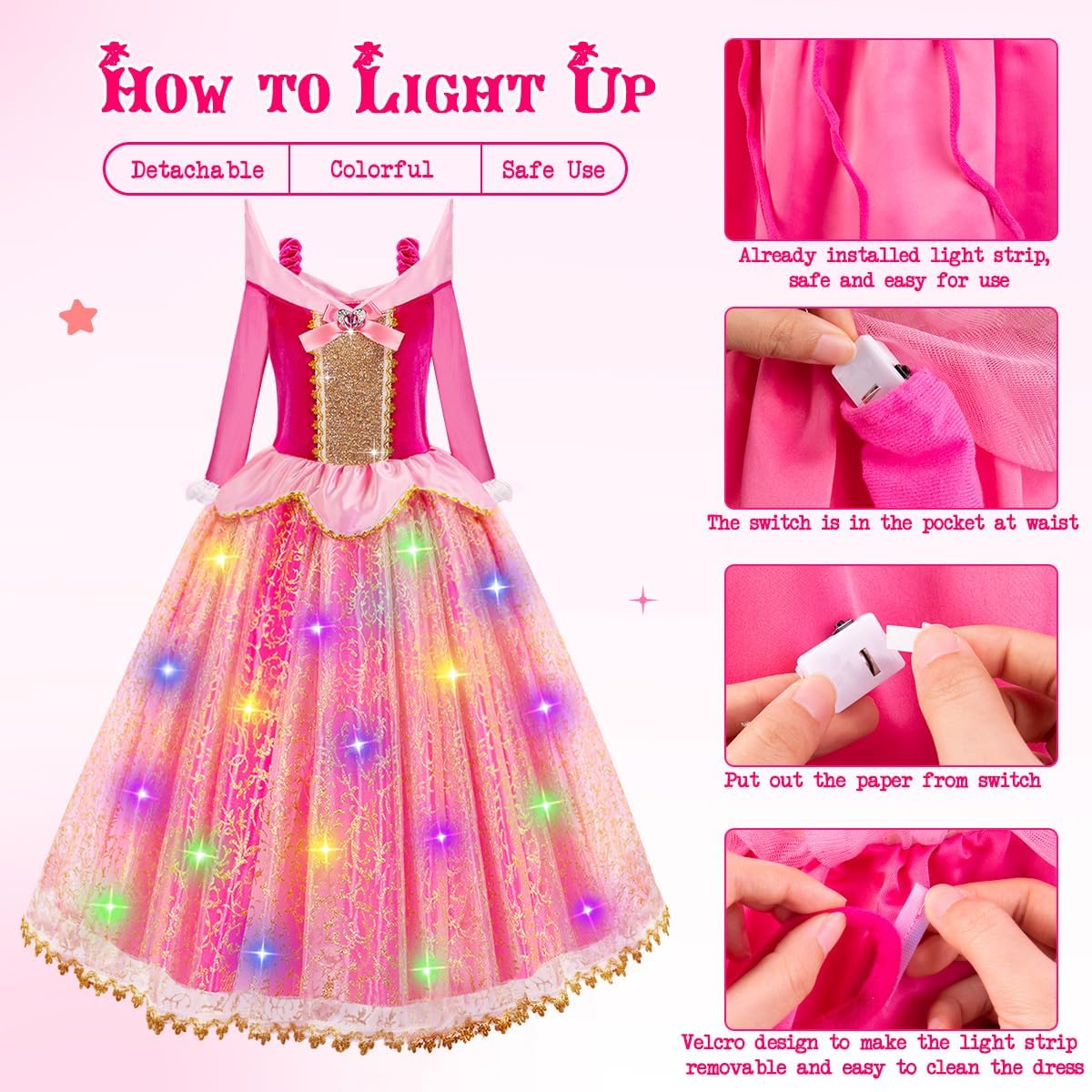 Meland - Sparkling Princess Dress Up Gown for Girls - Posh Elegant P firmware