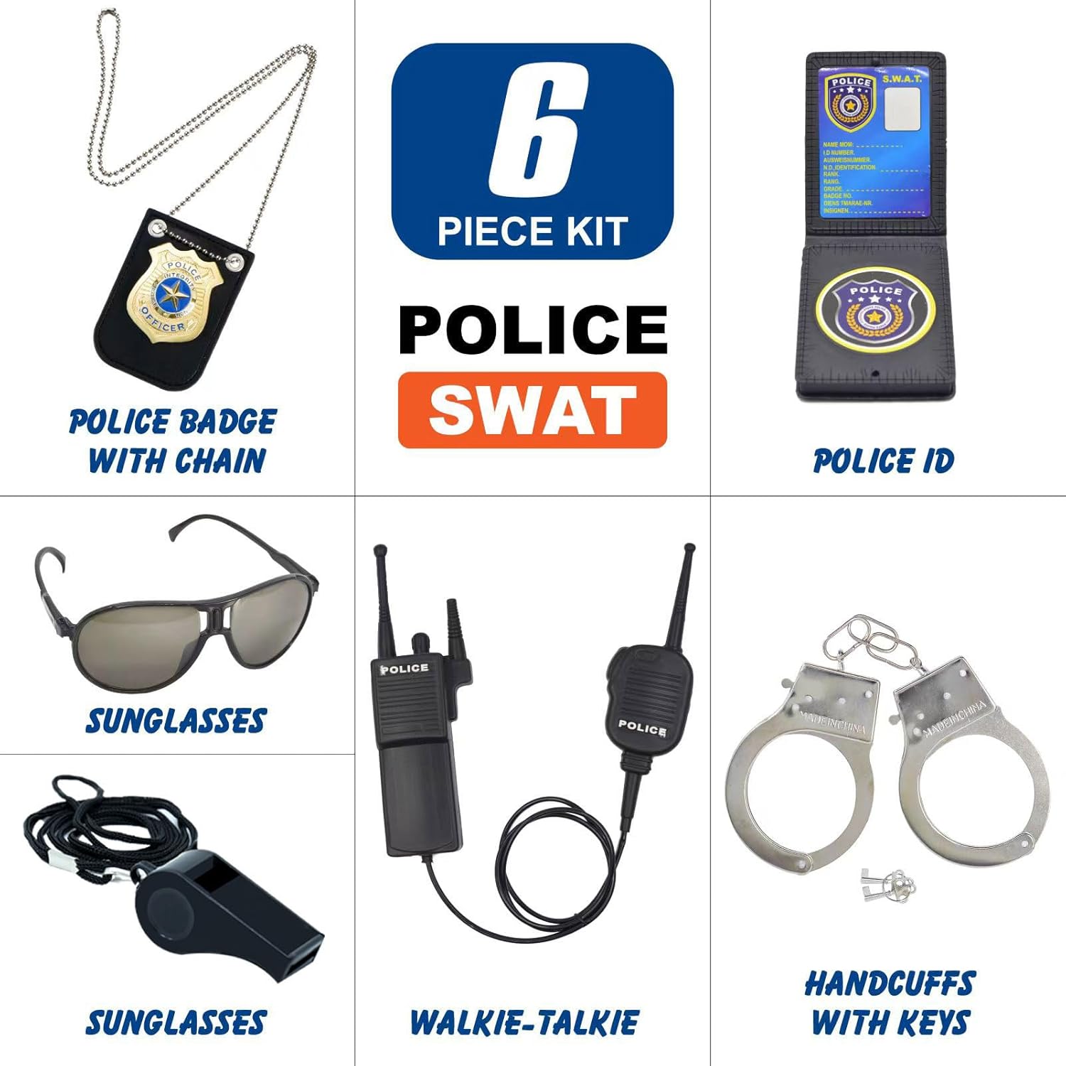 QPCOS Police Costume for Kids - Halloween and Role Play Set