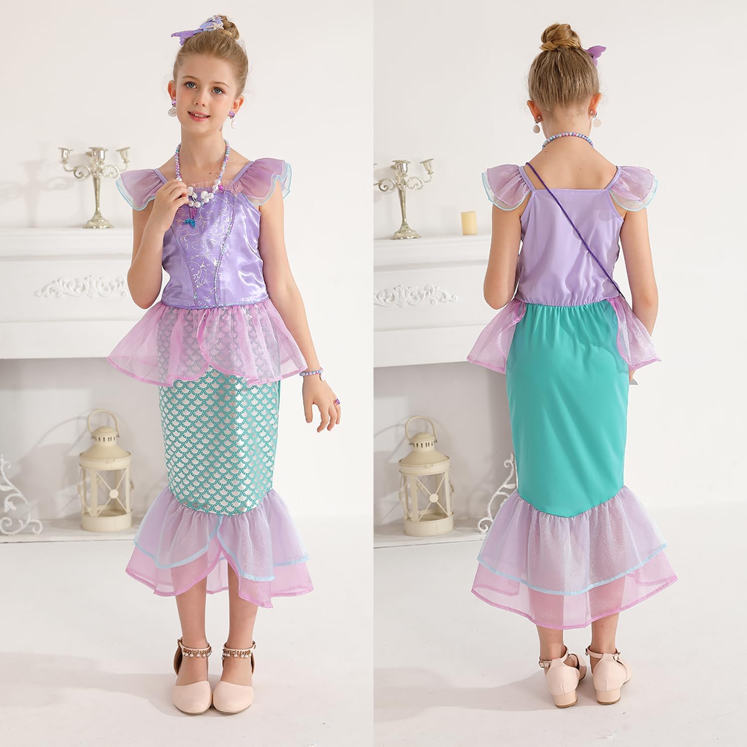 Little Girls Princess Mermaid Costume Dress Up Set