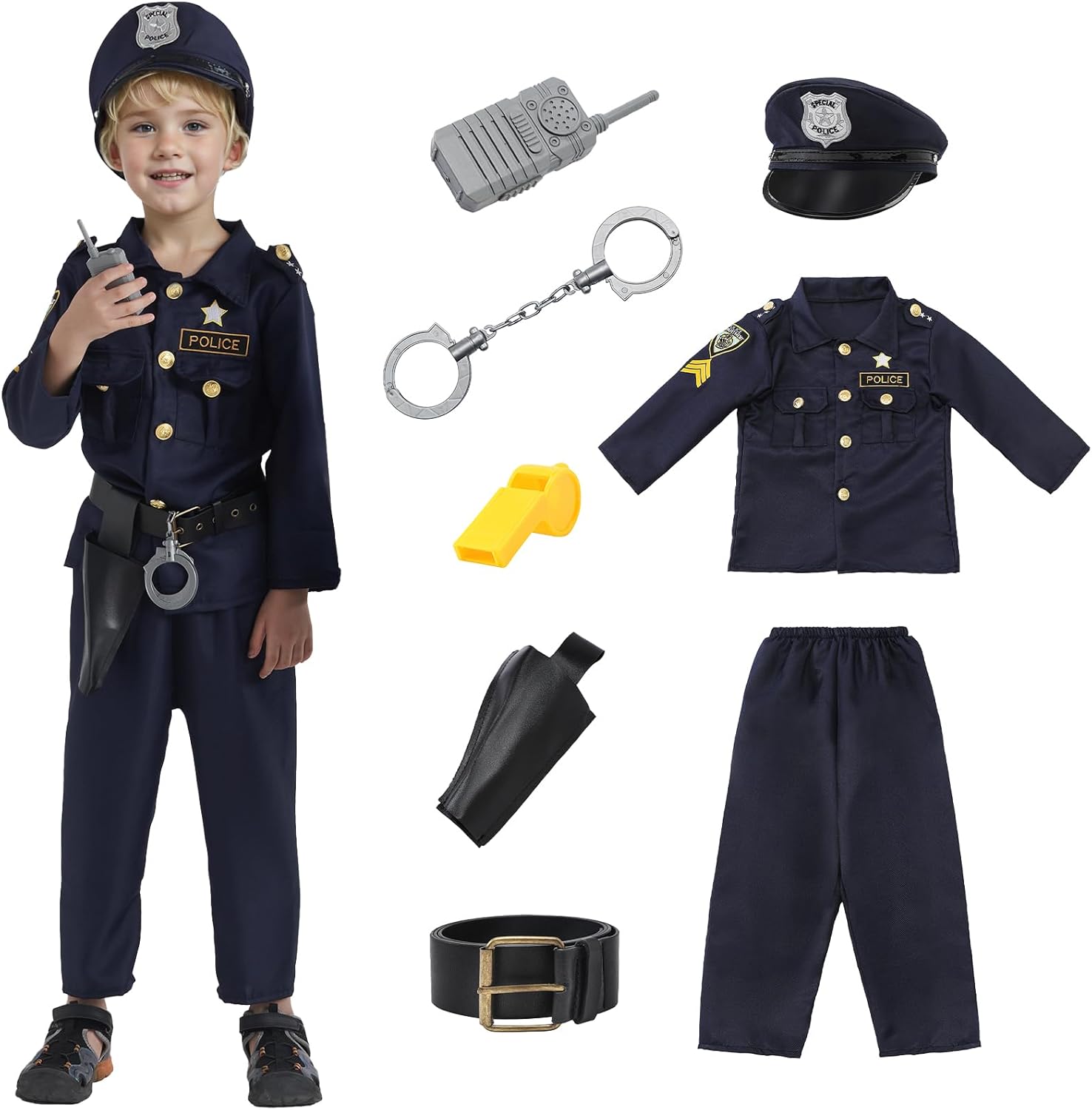JCJ Police Costume for Kids Halloween Set