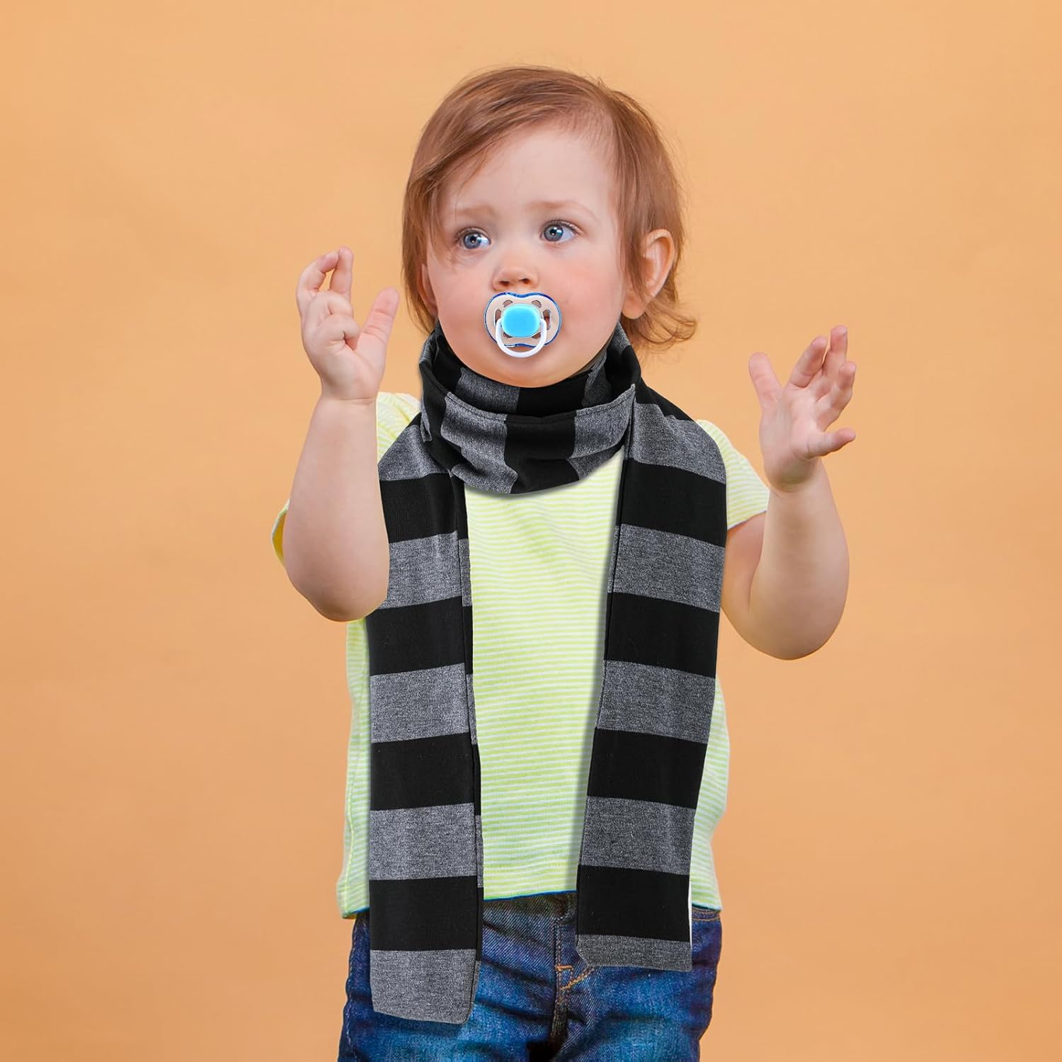 Geyoga Kids Halloween Accessories Set Black Gray Striped Scarf Blue Pacifier