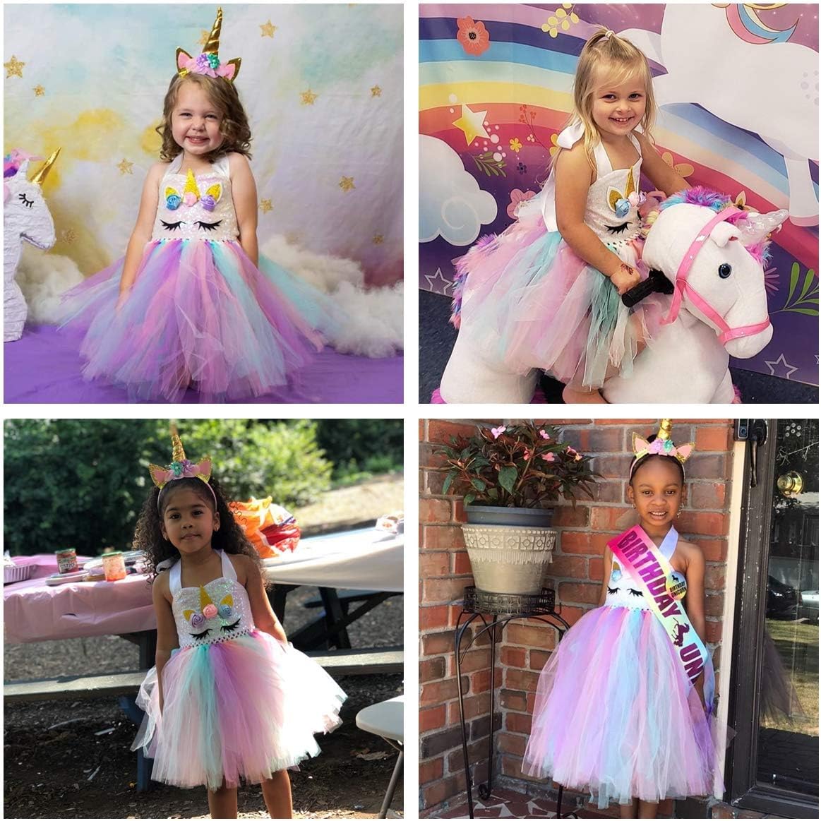 Fancy Unicorn Dresses for Girls Unique Party Costumes Headbands