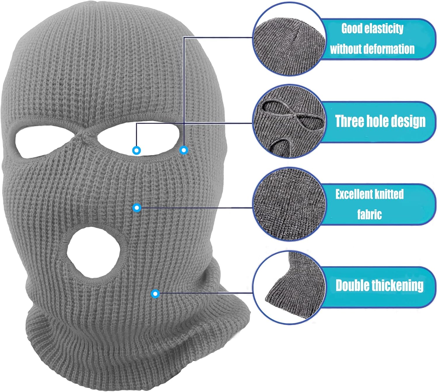 3-Hole Beanie Face Mask for Skiing and More