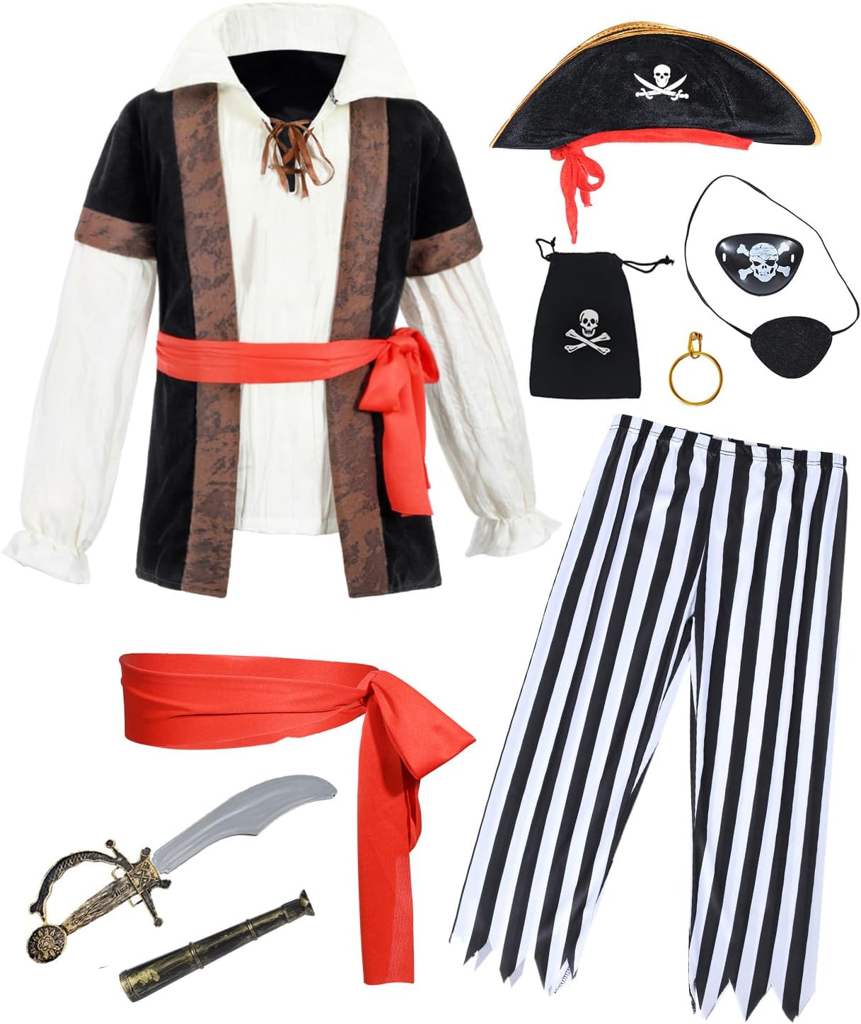 TOGROP Pirate Kids Costume Set 3-12 yrs