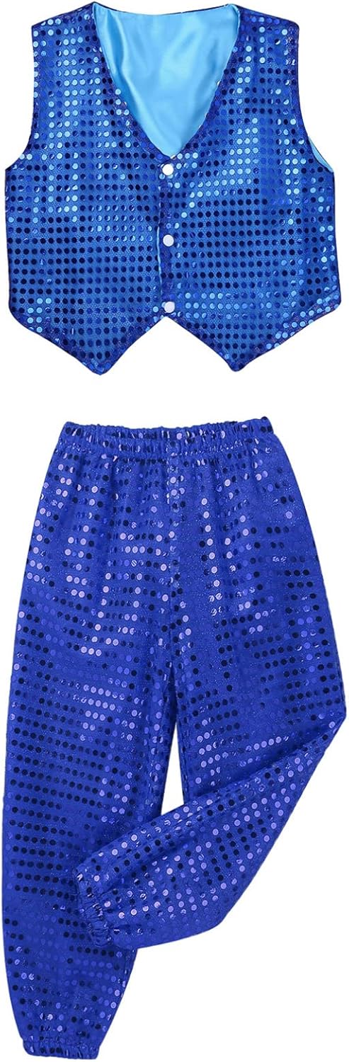Kids Sequin Hip Hop Jazz Dance Christmas Costume Set