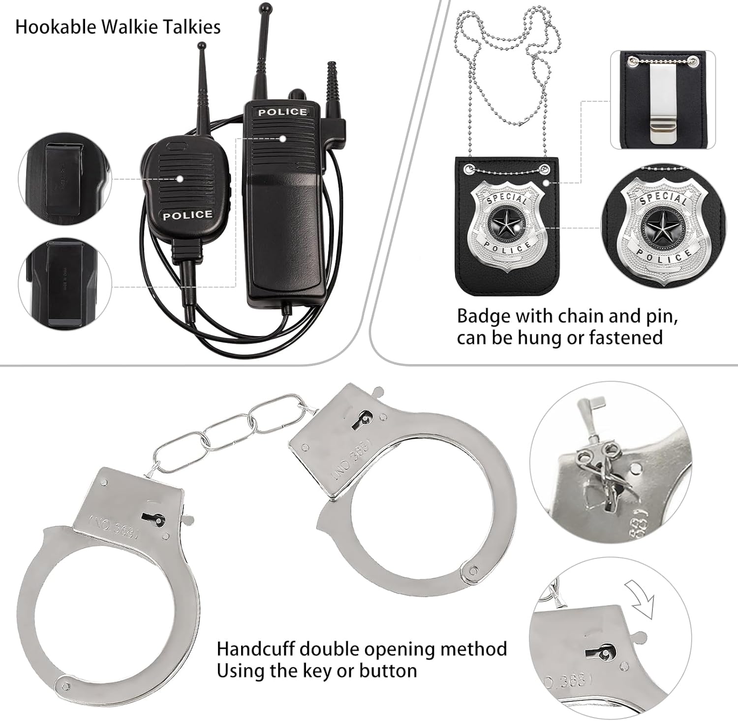 Police Costume Accessories for Kids Role-Play Essential
