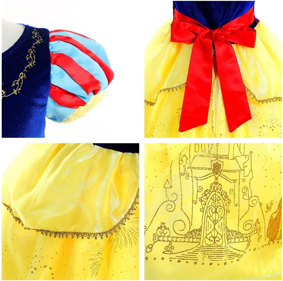 Girls Snow White Princess Halloween Party Dress Up with P cloak Costume