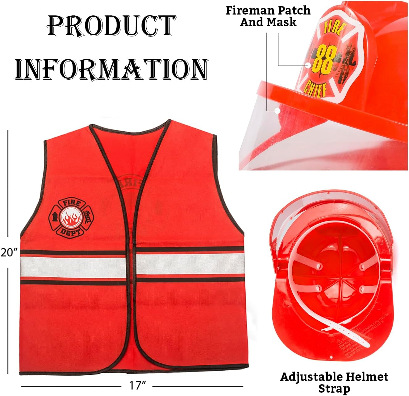 TigerDoe Fireman Costume Firefighters Role-Play Set