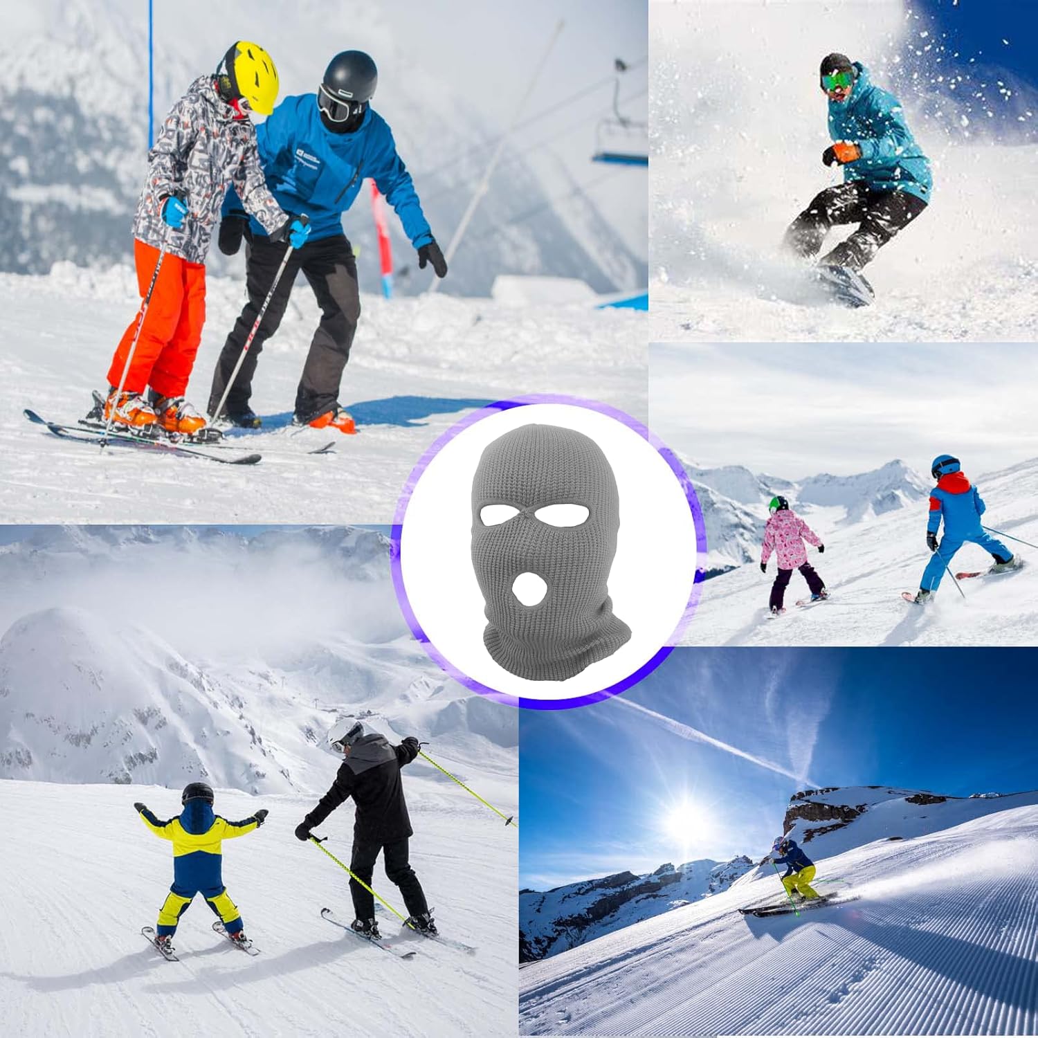 3-Hole Beanie Face Mask for Skiing and More