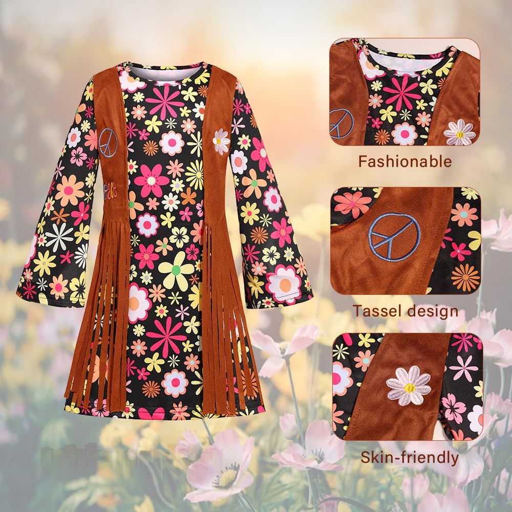 Big Special Kids 60s70s Hippie Costume for Girls