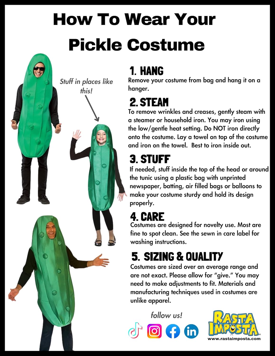 Rasta Imposta Pickle Costume Dill Cucumber Gherkin for Kids 7-10 Years