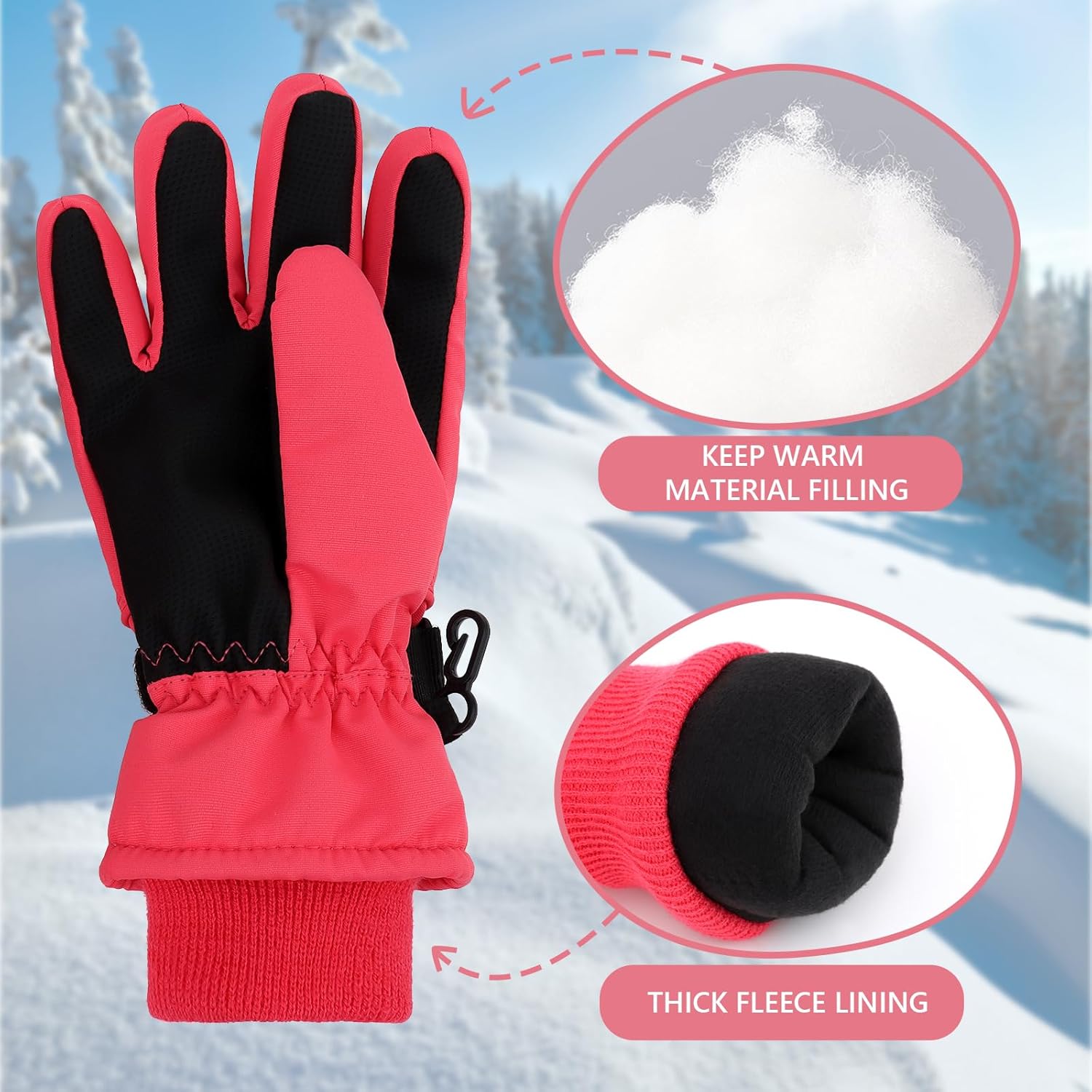 Duoyeree Kids Waterproof Ski Gloves Warm Durable and Stylish for Winter