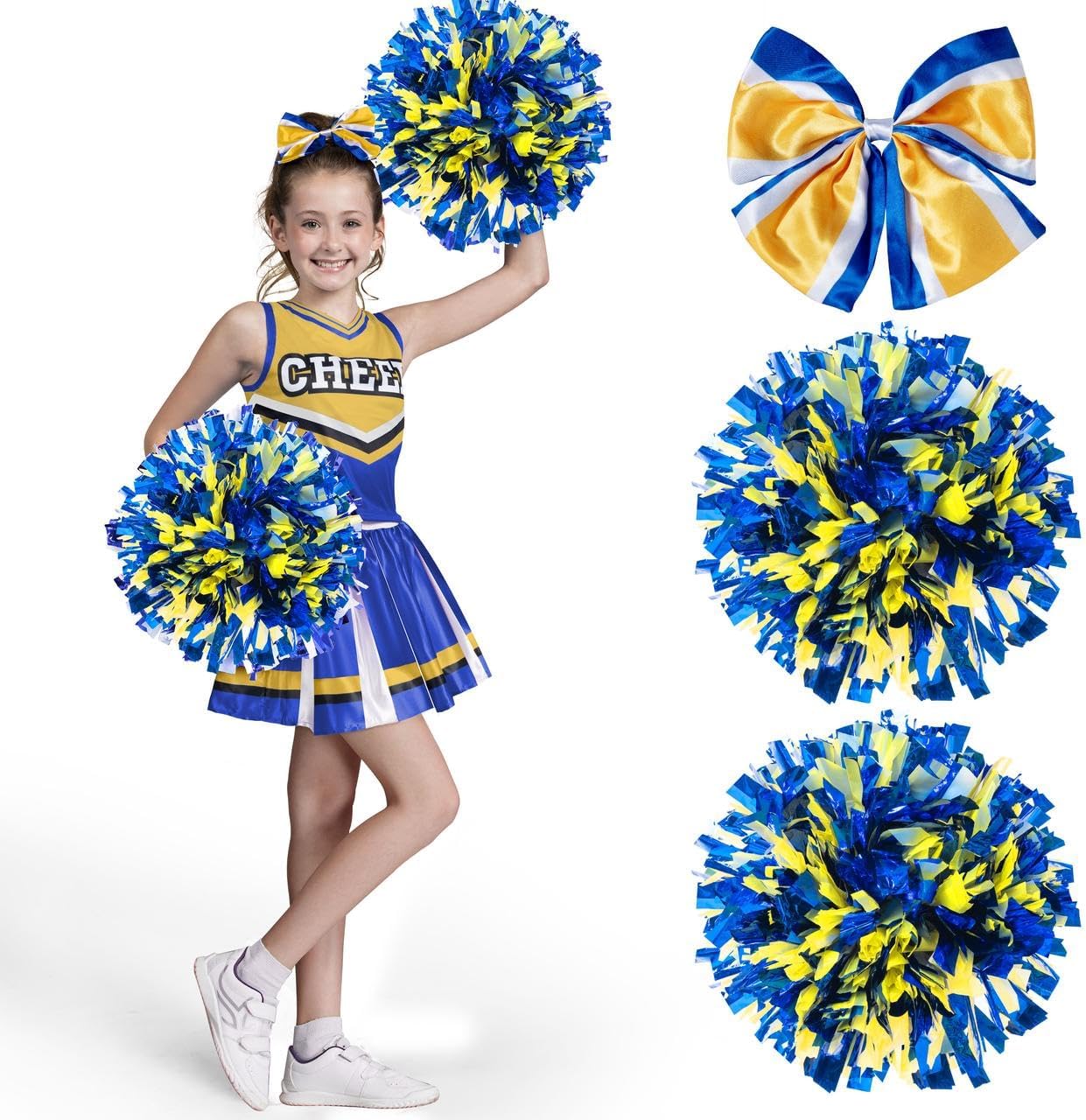 Girls Cheerleader Costume Set with Accessories for Halloween