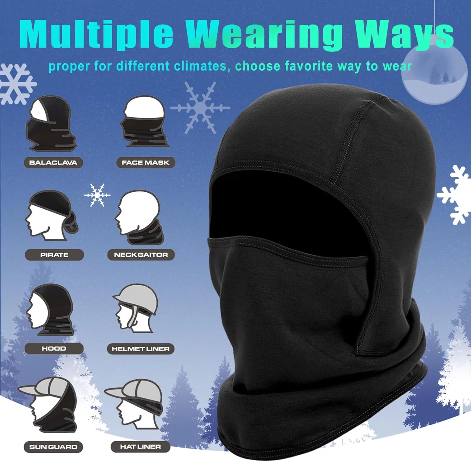 2 Pack Kids Balaclava Face Mask for Winter Ski and Cycling