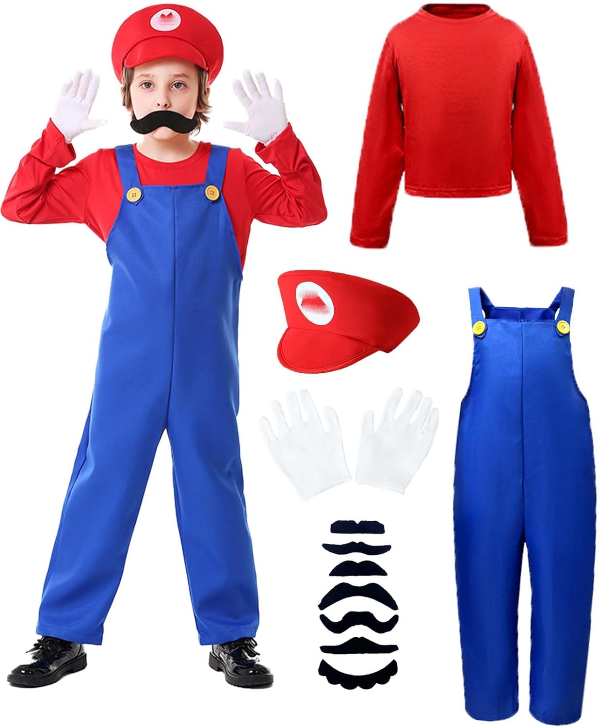 Halloween Costume Kids Plumber Jumpsuit Set