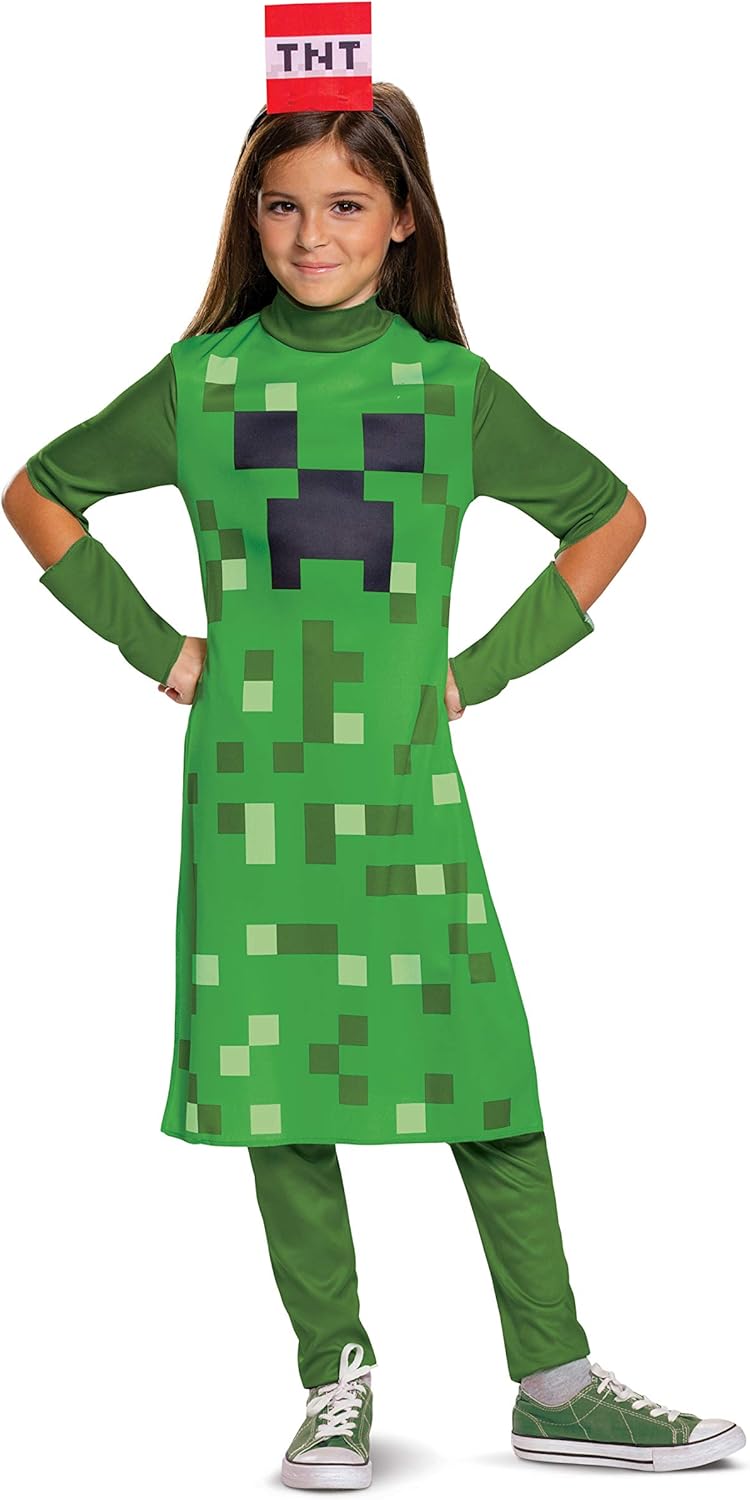 Minecraft String Spirit Creeper Girl Child Costume