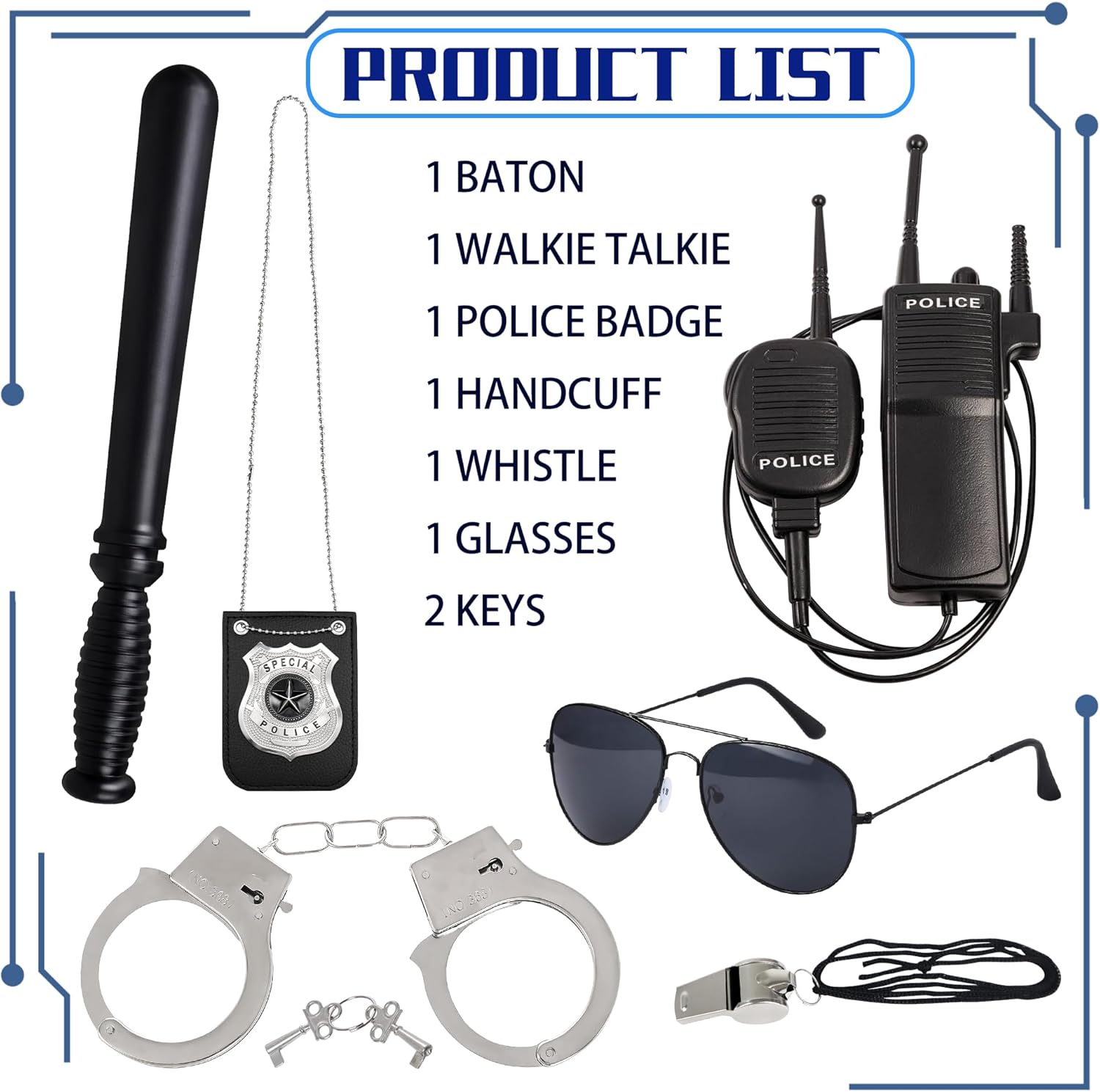 Police Costume Accessories for Kids Role-Play Essential
