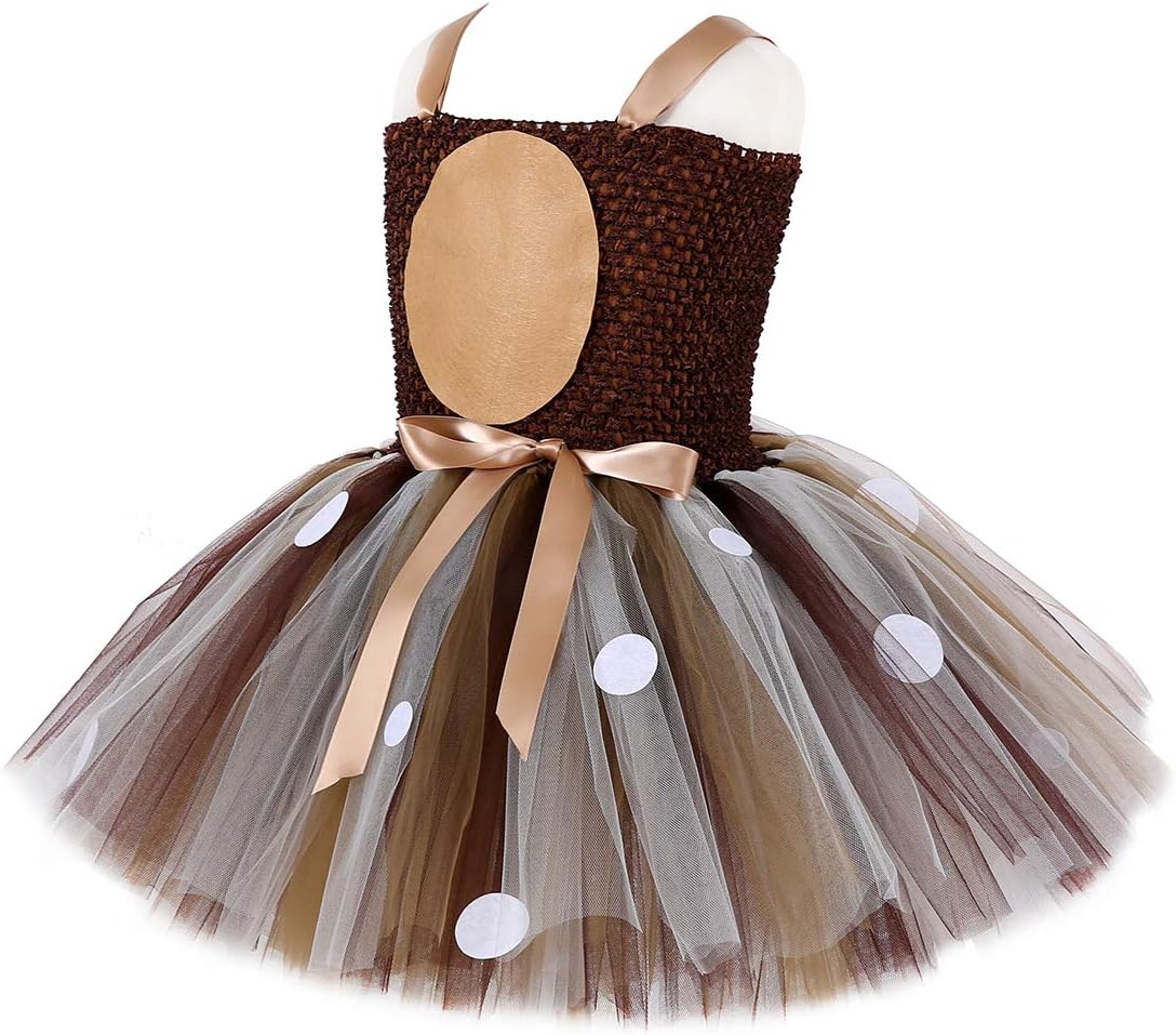 Girls Deer Costume Tutu Dress for Halloween and Christmas