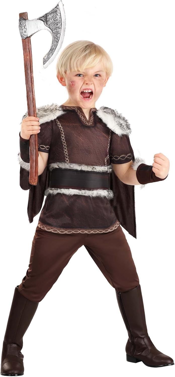 Victorious Viking Boy Costume - Tunc Pants Belt Cape Wrist Cuffs