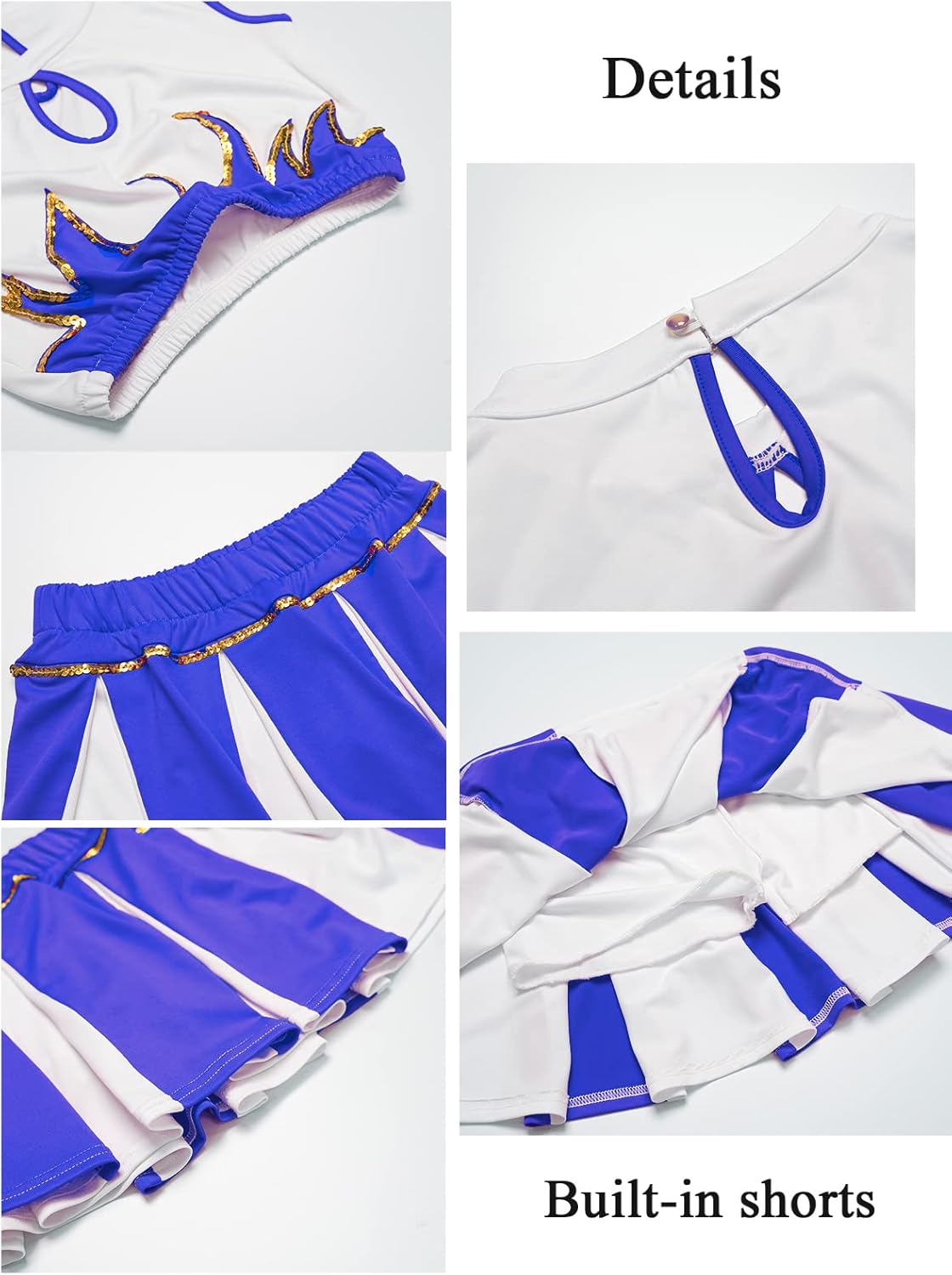 LOLANTA - Girls Cheerleader Set - Pleated Skirt with Pom Poms