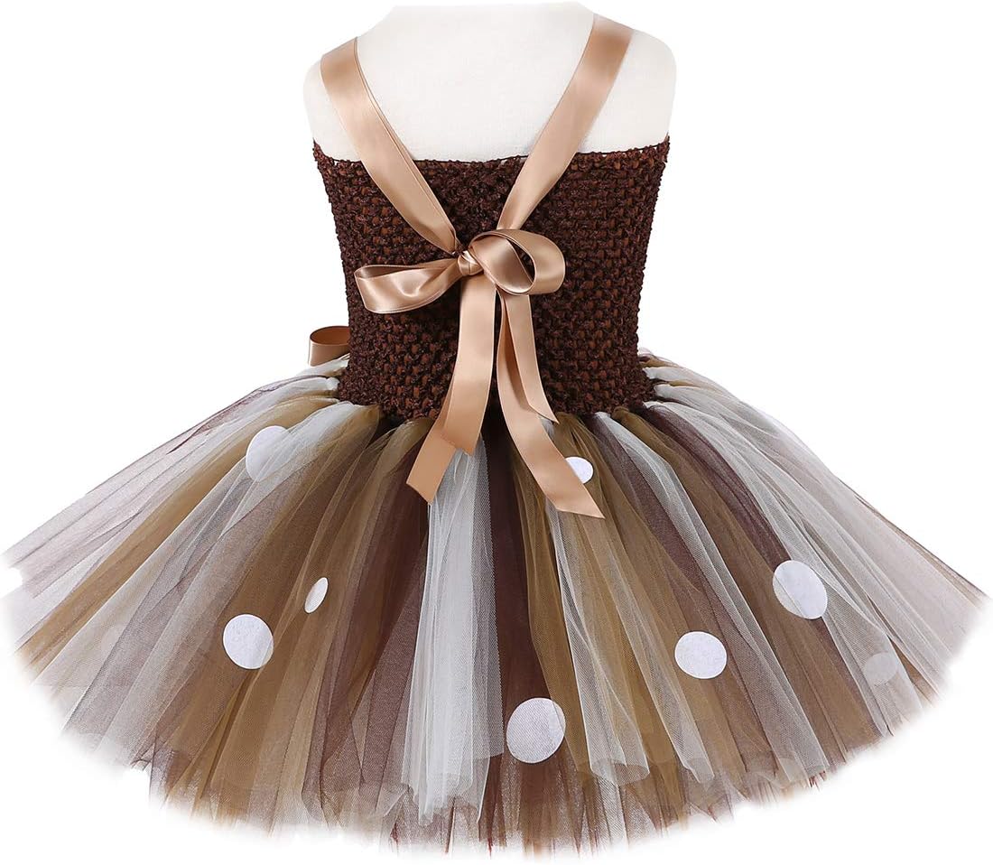 Girls Deer Costume Tutu Dress for Halloween and Christmas