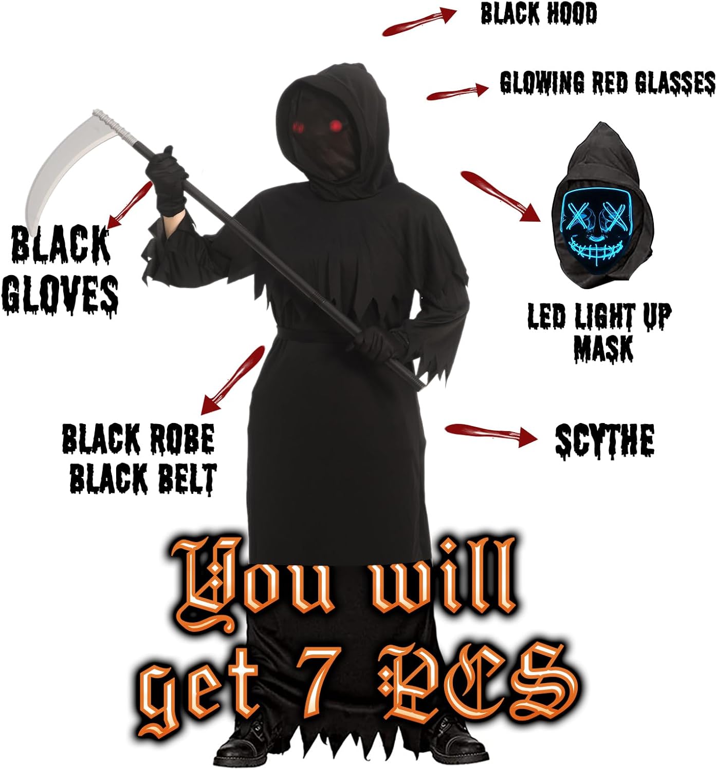Grim Reaper Halloween Costume for Kids