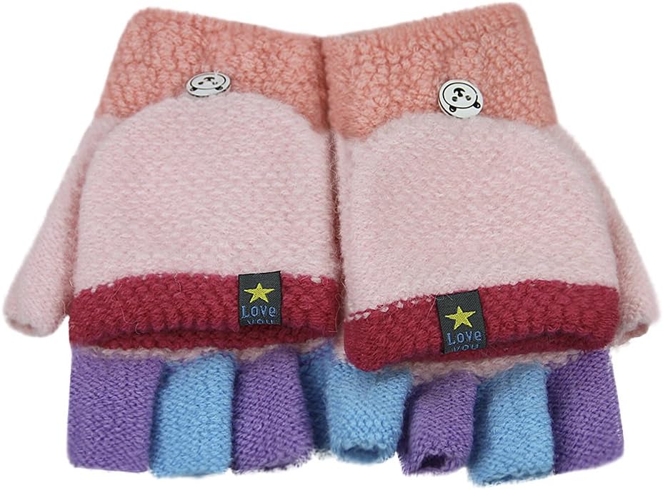 Fun Cartoon Flip Top Gloves for Kids