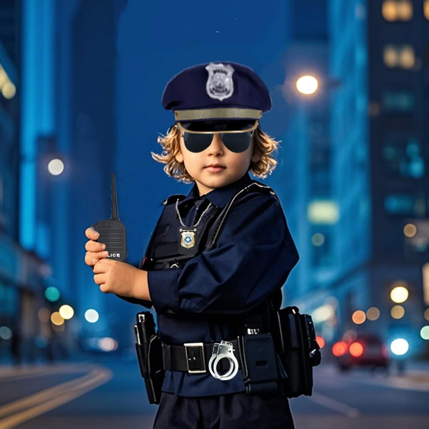 QPCOS Police Costume for Kids - Halloween and Role Play Set