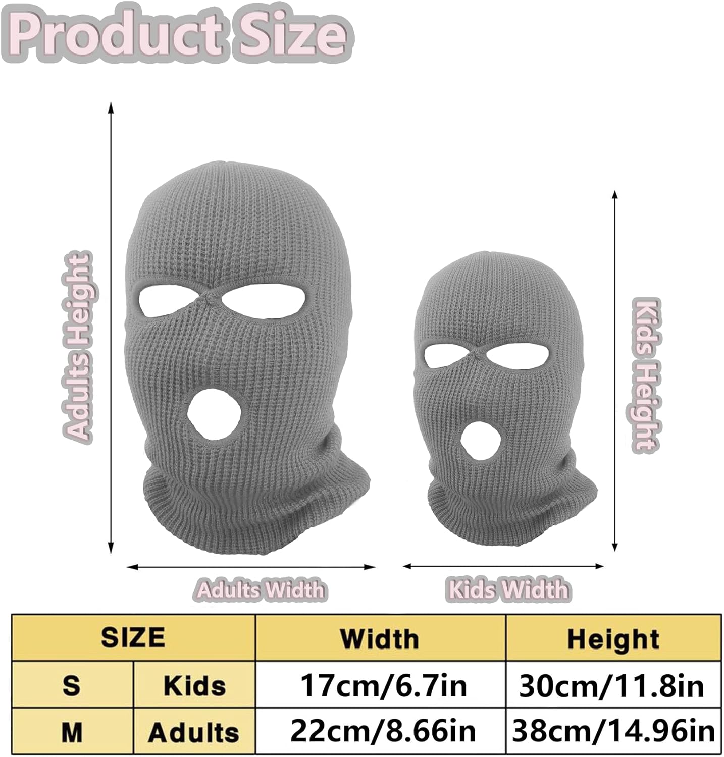 3-Hole Beanie Face Mask for Skiing and More