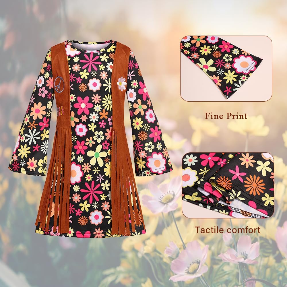 Big Special Kids 60s70s Hippie Costume for Girls