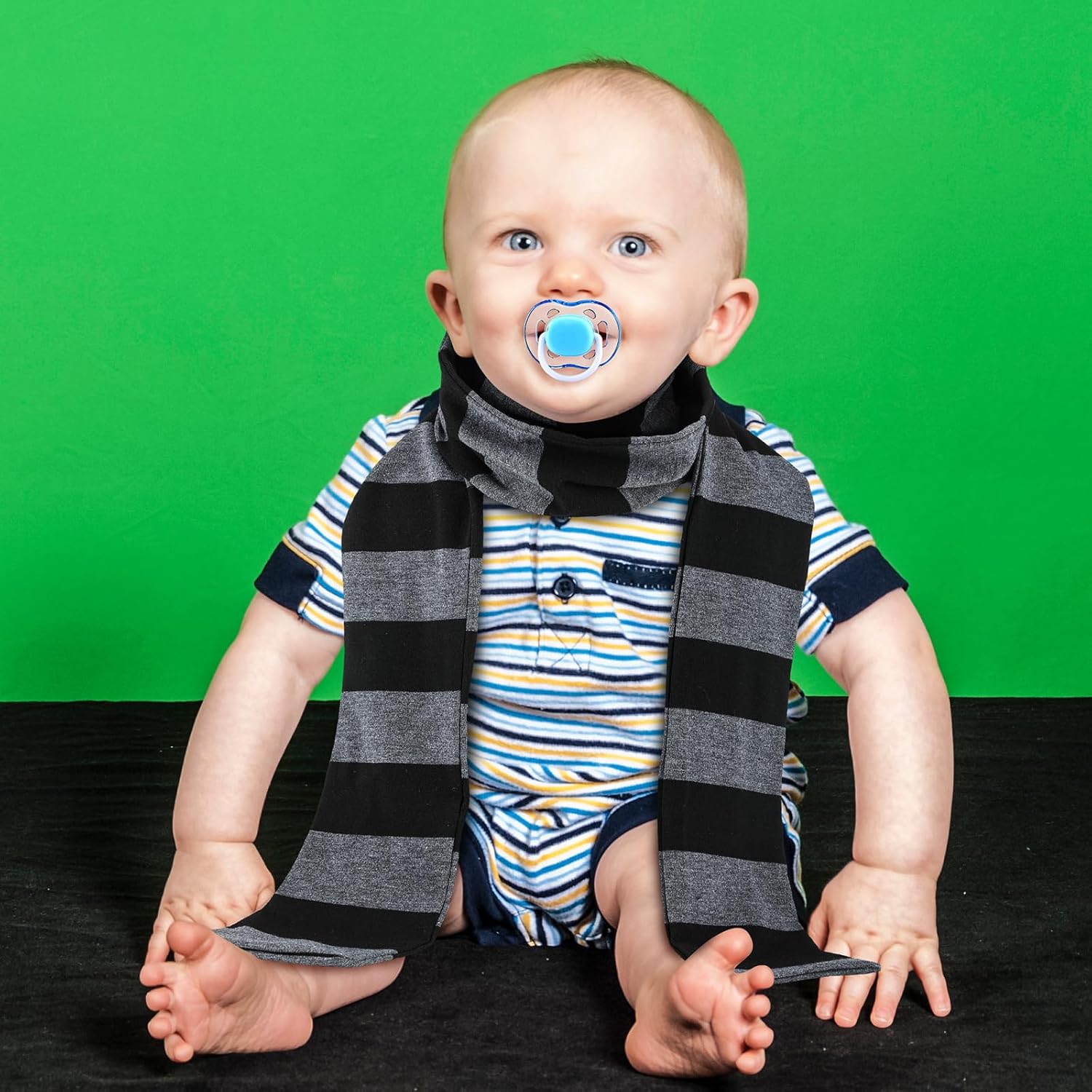 Geyoga Kids Halloween Accessories Set Black Gray Striped Scarf Blue Pacifier