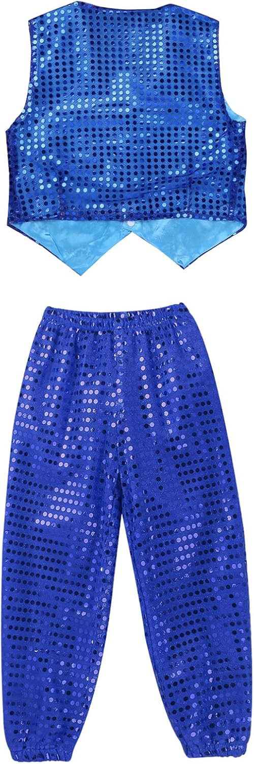 Kids Sequin Hip Hop Jazz Dance Christmas Costume Set