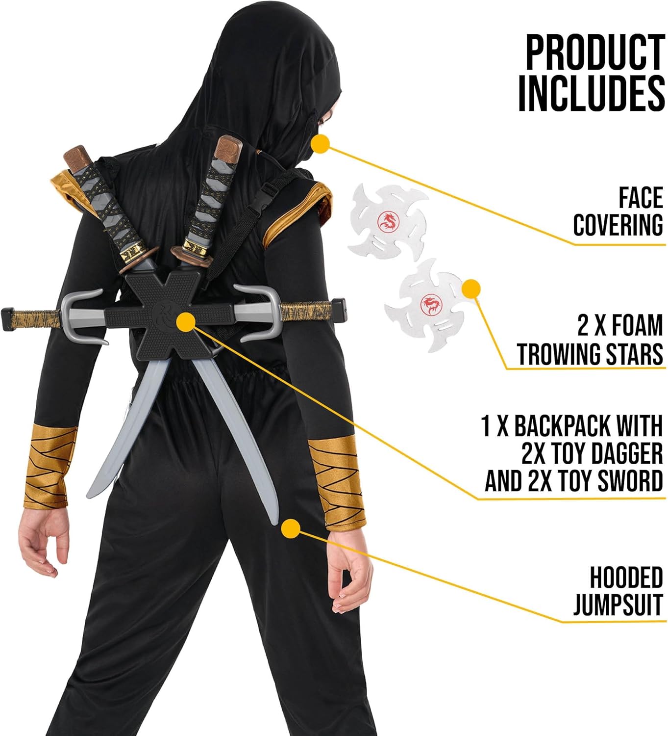 Morph Deluxe Ninja Costume for Kids Boys Set with Accessories