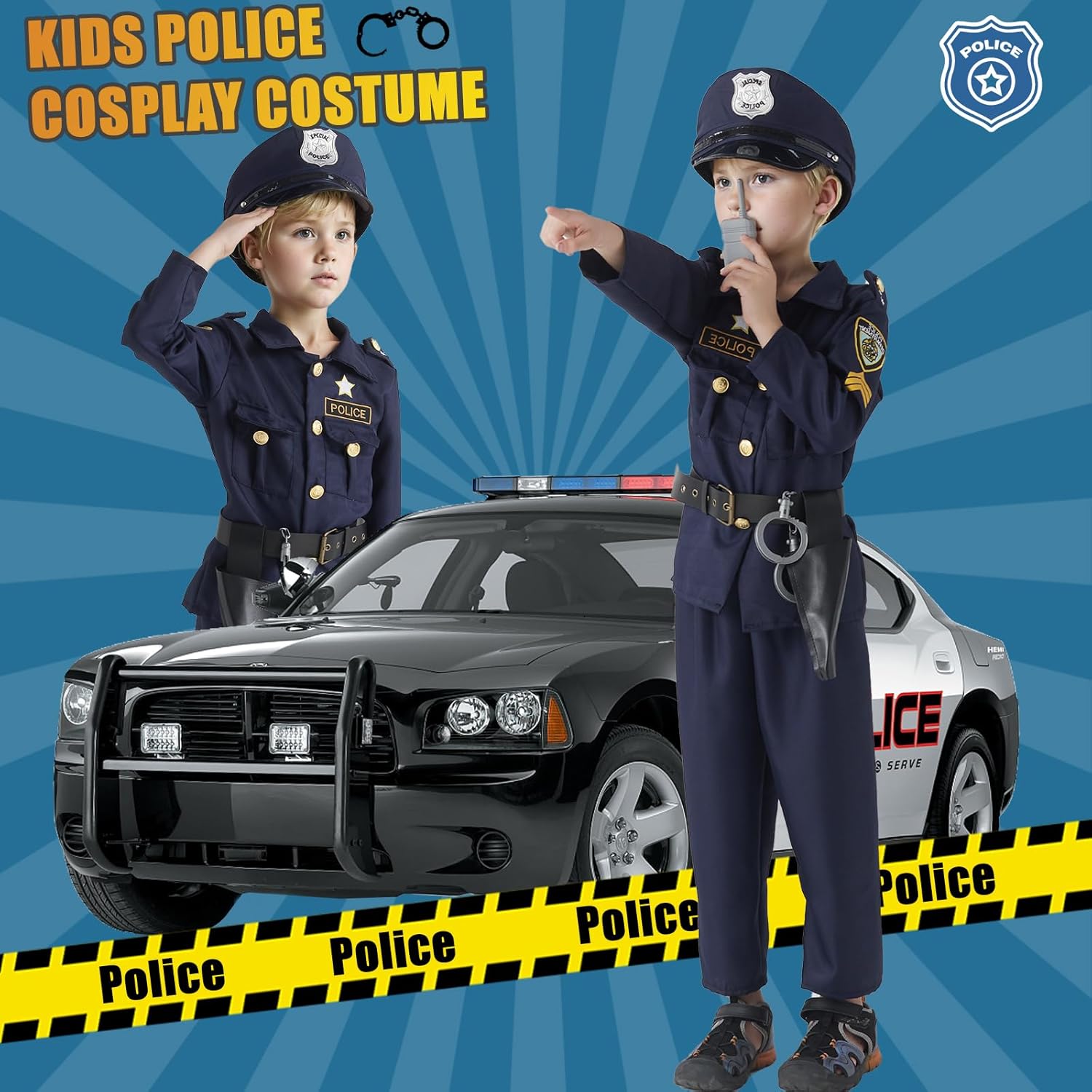 JCJ Police Costume for Kids Halloween Set