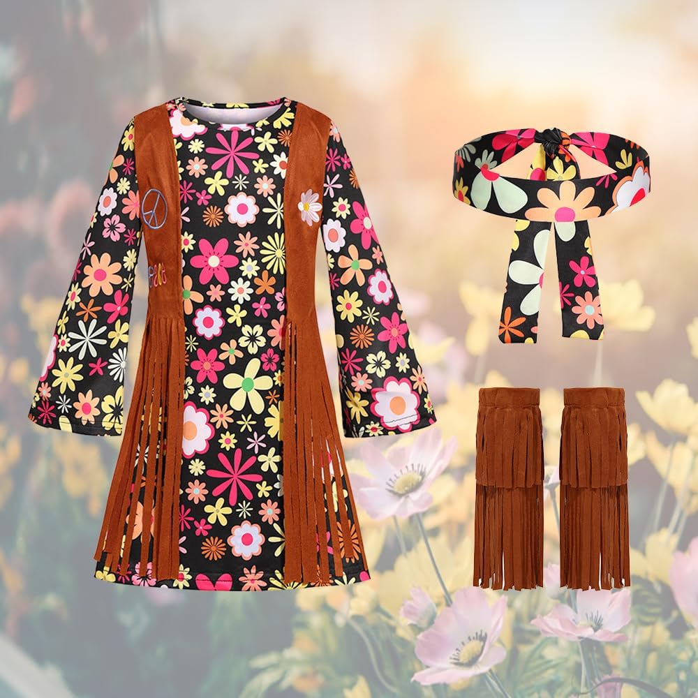 Big Special Kids 60s70s Hippie Costume for Girls