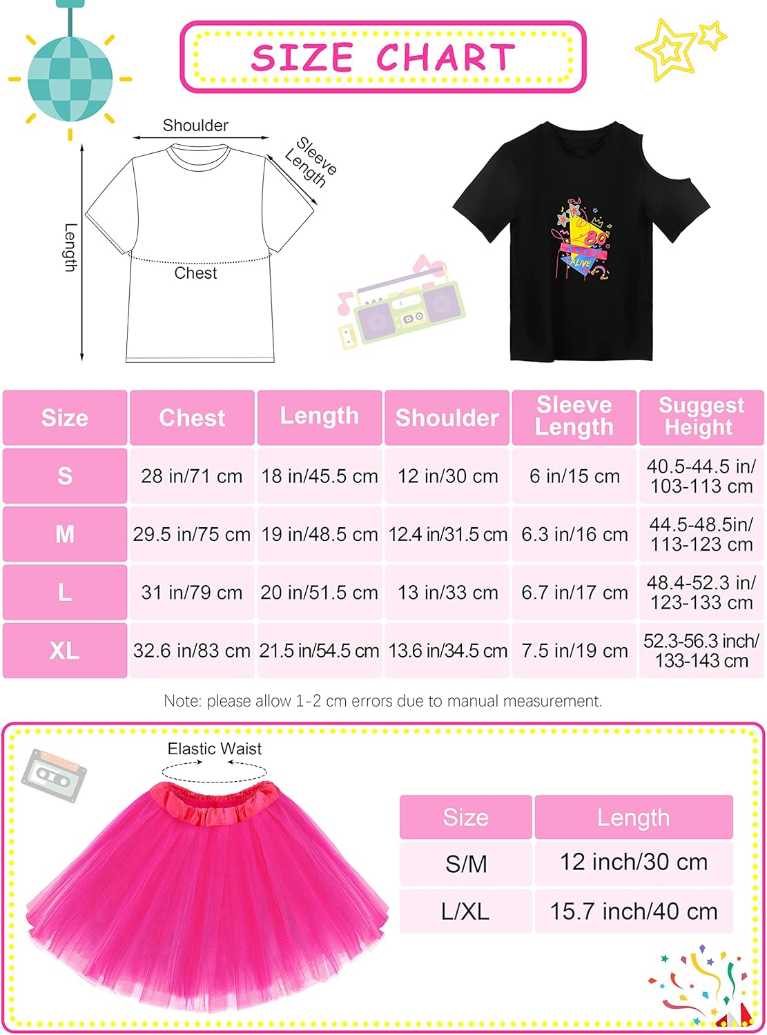 SOMSOC 13-Piece 80s Girl Costume Accessory Set
