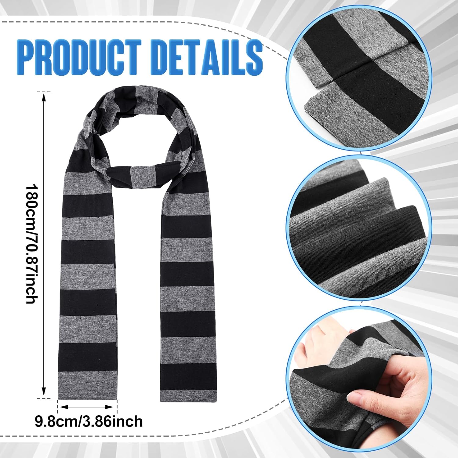Geyoga Kids Halloween Accessories Set Black Gray Striped Scarf Blue Pacifier