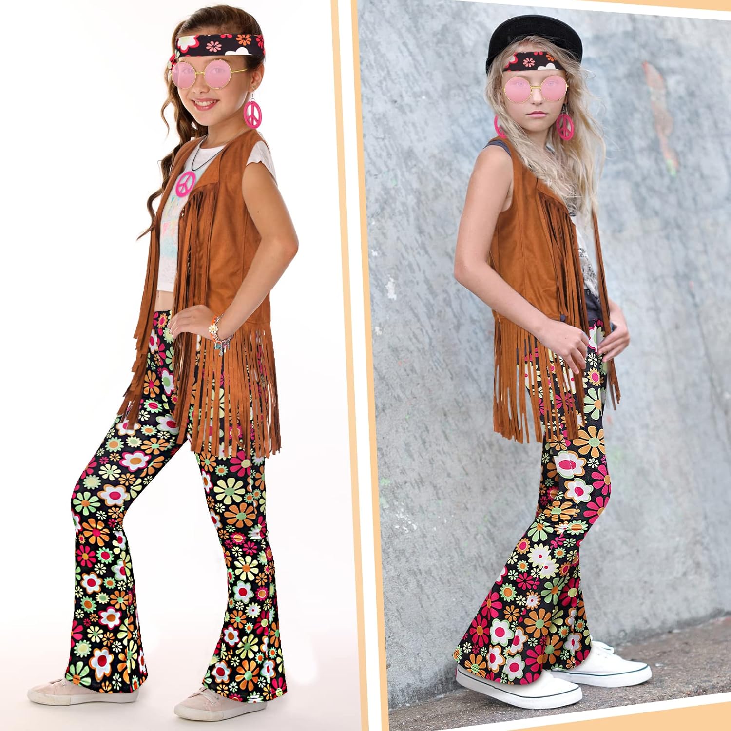 Jenaai 60s 70s Hippie Outfits for Girls
