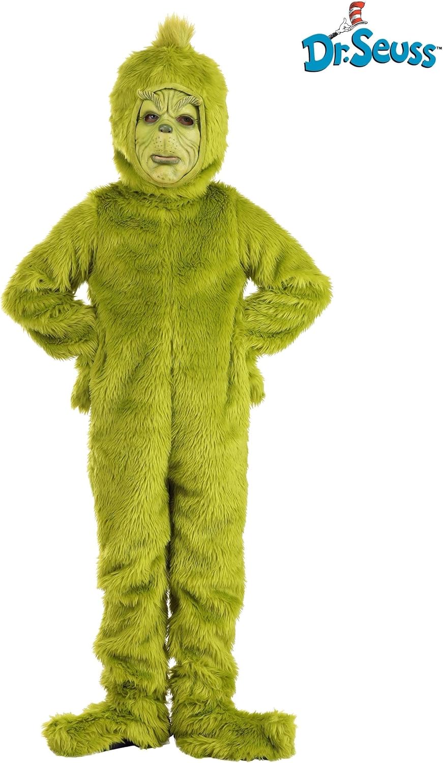 Perfect Dr Seuss The Grinch Costume Open Face Faux Fur