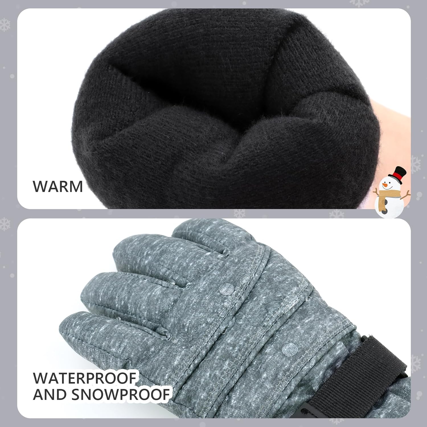 Duoyeree Kids Waterproof Ski Gloves