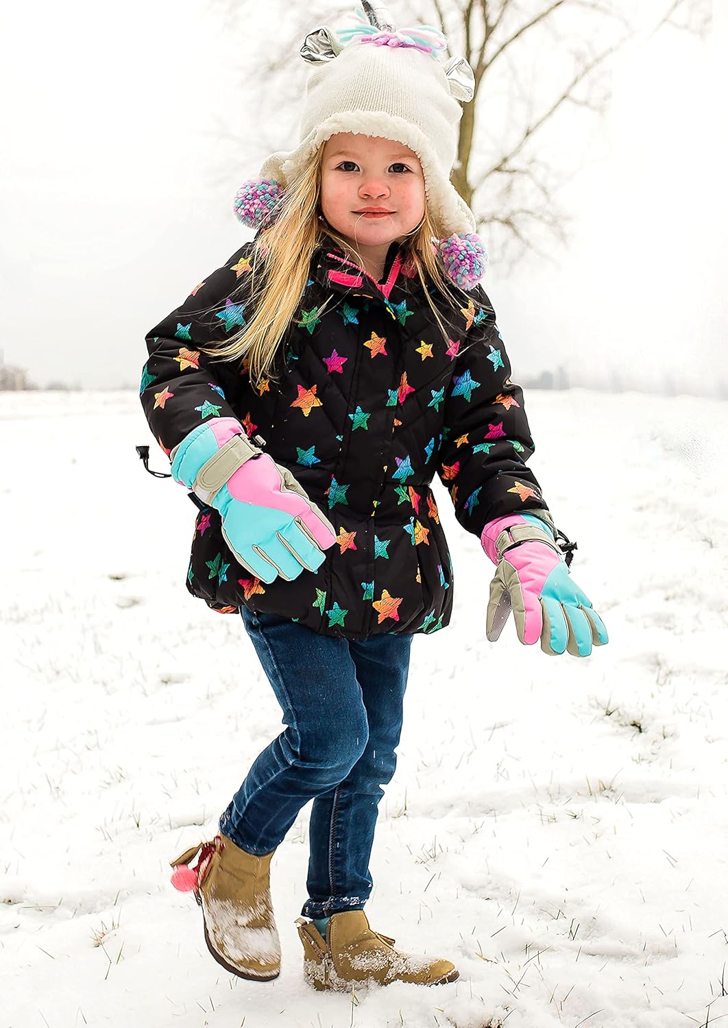 Stay Warm in the Snow - Kids Cotton Gloves Waterproof Water repellent