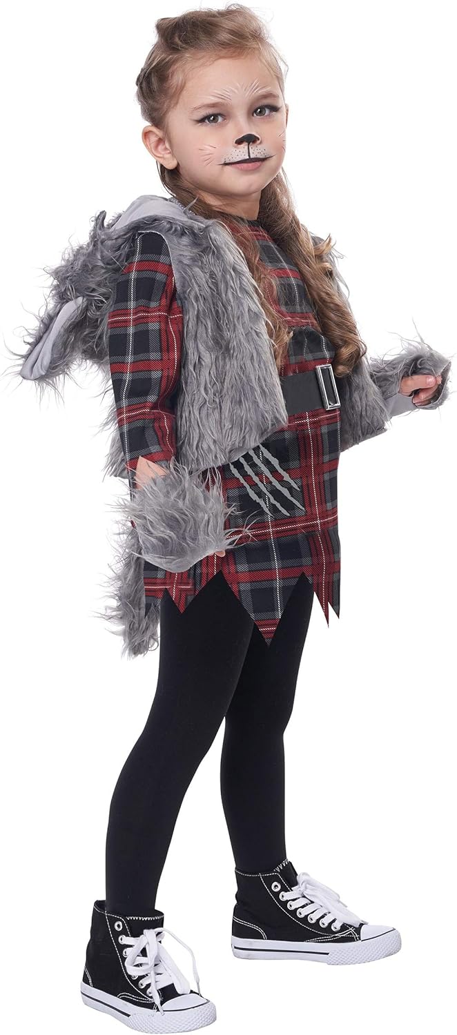 Soft warm stylish Wee-Wolf costume for girls